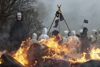 Protests near German village vacated to expand coal mine