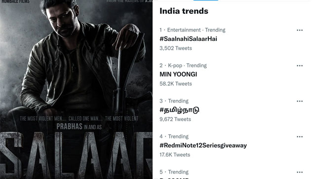 Prabhas' Salaar takes over the internet by storm with #SaalNahiSalaarHai trending on social media Prabhas' Salaar takes over the internet by storm with #SaalNahiSalaarHai trending on social media