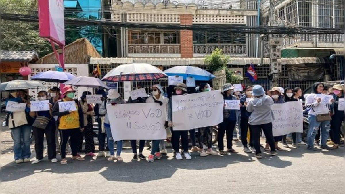 Protests erupt in Cambodia's capital over closure of las independent media outlet