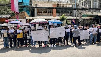 Protests erupt in Cambodia's capital over closure of las independent media outlet