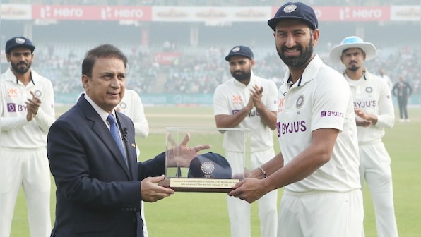 India vs Australia: Cheteshwar Pujara receives special cap from Sunil Gavaskar in 100th Test