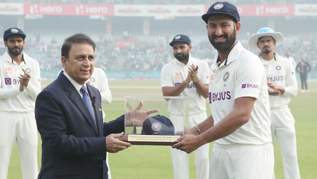 India vs Australia: Cheteshwar Pujara receives special cap from Sunil Gavaskar in 100th Test India vs Australia: Cheteshwar Pujara receives special cap from Sunil Gavaskar in 100th Test