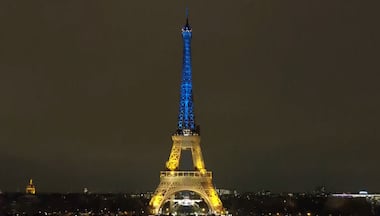 Watch: On Ukraine war anniversary, Eiffel Tower lit in blue and yellow to show support for war-torn country