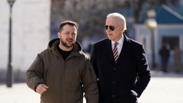 US president Joe Biden arrives in Kyiv in surprise visit ahead of Russian invasion anniversary US president Joe Biden arrives in Kyiv in surprise visit ahead of Russian invasion anniversary