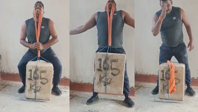 Mouth is mightier than sword? Indian policeman lifts 165kg with his teeth Mouth is mightier than sword? Indian policeman lifts 165kg with his teeth
