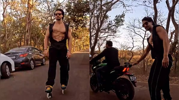 Watch: Tiger Shroff skates his way to the sets of  Pooja Entertainment's Bade Miyan Chote Miyan, leaves fans in awe