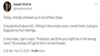 Professor waits for students in wrong room, hilarious blunder leaves internet in splits