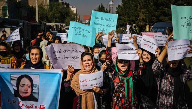 Afghan women in Kabul protest for right to education, work Afghan women in Kabul protest for right to education, work