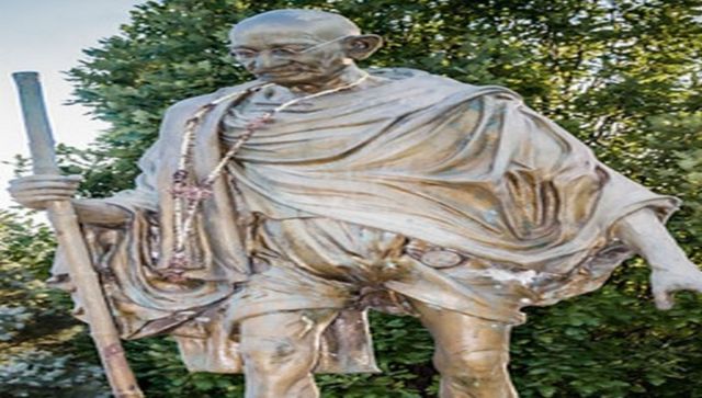 Mahatma Gandhi statue defaced with pro-Khalistan grafitti in Canada Mahatma Gandhi statue defaced with pro-Khalistan grafitti in Canada