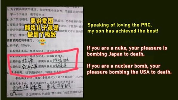 Good to nuke Japan, US, writes Chinese boy in exam paper, ‘proud’ father flaunts son’s ‘love for CCP’ on social media