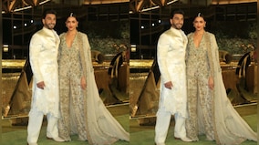 NMACC Launch: Ranveer Singh-Deepika Padukone look regal in their traditional avatar as they arrive hand-in hand