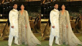 NMACC Launch: Ranveer Singh-Deepika Padukone look regal in their traditional avatar as they arrive hand-in hand