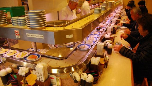 Sushi with shop conveyor belt