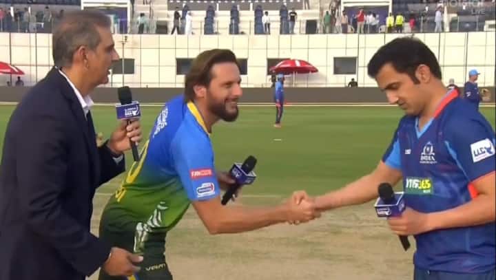 Gautam Gambhir and Shahid Afridi’s handshake in LLC 2023 game goes viral, triggers meme fest