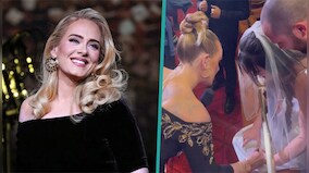 Singer Adele signs a bride's wedding gown at her concert, bride says, 'the memory of a lifetime'