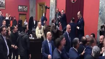 'You punch, I punch': Watch as Georgian lawmakers brawl in parliament over proposed 'foreign agents' law 