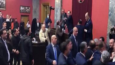 'You punch, I punch': Watch as Georgian lawmakers brawl in parliament over proposed 'foreign agents' law 