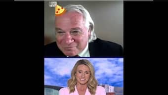 TV presenter bursts into laughter after guest Mark Borlace chooses 'pizza hat' filter during video call