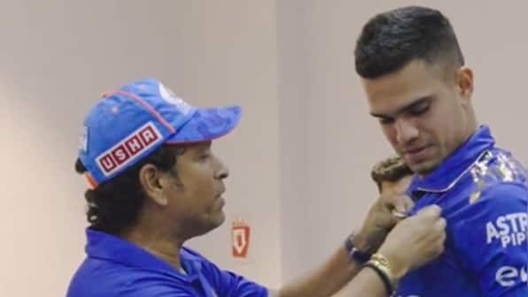 Watch: Arjun Tendulkar receives 'special' Player of the Match award from father Sachin Tendulkar