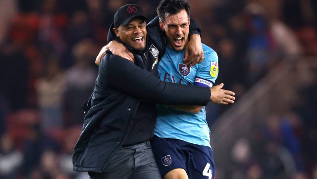 Watch: Burnley players and Vincent Kompany celebrate wildly after securing Premier League promotion Watch: Burnley players and Vincent Kompany celebrate wildly after securing Premier League promotion