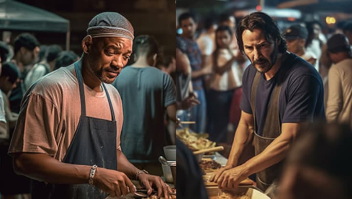 Will Smith, Keanu Reeves serving kathi rolls: Artist creates AI images of celebs as street food vendors