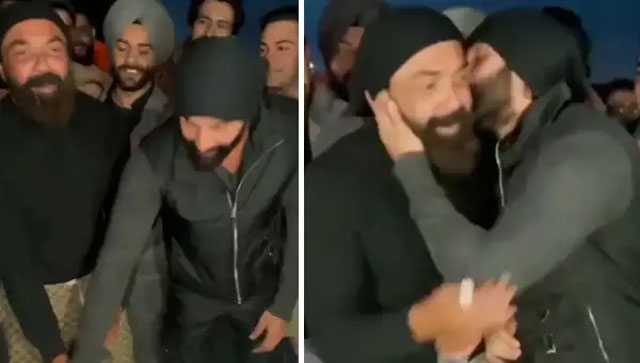 Watch Video: Ranbir Kapoor plants a peck on Bobby Deol's cheeks as the duo wraps up U.K. schedule of 'Animal' Watch Video: Ranbir Kapoor plants a peck on Bobby Deol's cheeks as the duo wraps up U.K. schedule of 'Animal'