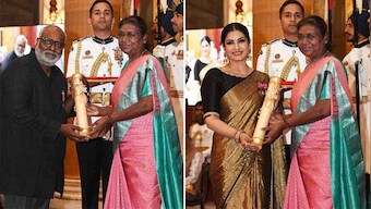 President Droupadi Murmu honours Raveena Tandon and MM Keeravani with Padma Shri award