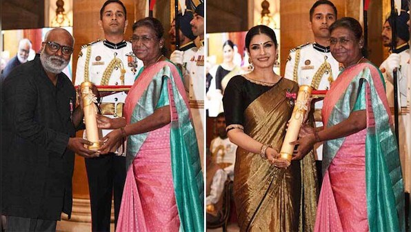 President Droupadi Murmu honours Raveena Tandon and MM Keeravani with Padma Shri award