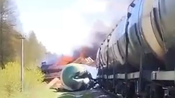 Explosive device derails another Russian freight train near Ukraine