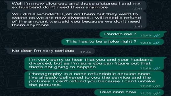 Divorced woman seeks refund from wedding photographer 4 years after marriage