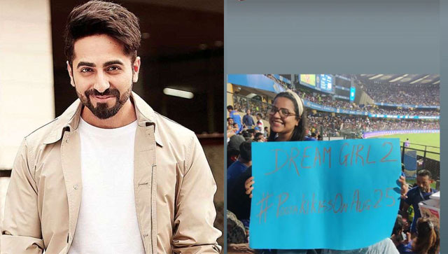 Ayushmann Khurrana reacts as fan creates buzz for Dream Girl 2 at IPL match; countdown to #PoojakikissonAug25 begins Ayushmann Khurrana reacts as fan creates buzz for Dream Girl 2 at IPL match; countdown to #PoojakikissonAug25 begins