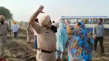 WATCH: In AAP's Punjab, cop slaps hapless woman in Gurdaspur as farmers protest land acquisition