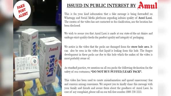 Fungus in lassi packs? Amul clarifies rumours as 'creating unnecessary fear'