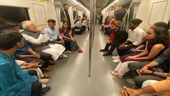 WATCH: PM Modi takes Metro to attend Delhi University centenary celebrations, interacts with commuters