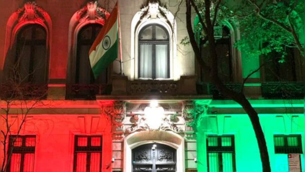 PM Modi's US Visit: Indian embassy in New York resplendent in vibrant Tricolour