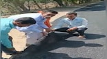 Watch: Maharashtra villagers lift newly-made road with bare hands