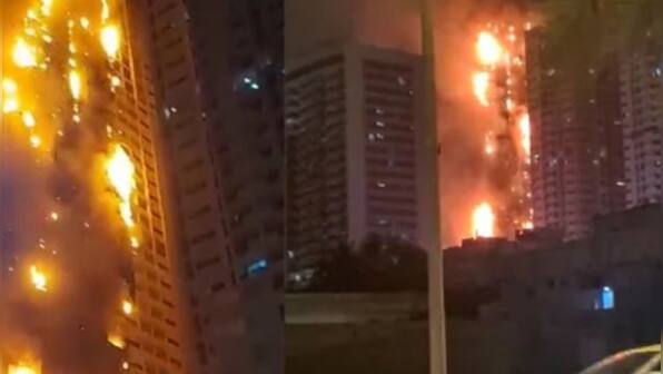 Watch: Massive blaze engulfs residential building in UAE's Ajman