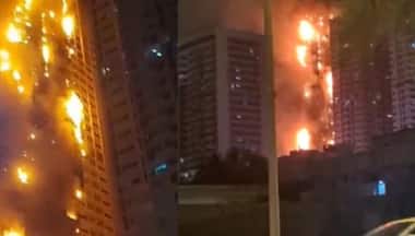 Watch: Massive blaze engulfs residential building in UAE's Ajman
