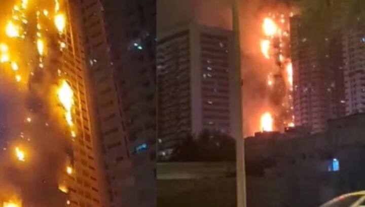 Watch: Massive blaze engulfs residential building in UAE's Ajman