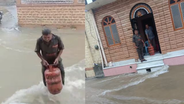 Man keeps up gas cylinder deliveries during Cyclone Biparjoy; gets praise from Minister Hardeep Singh Puri Man keeps up gas cylinder deliveries during Cyclone Biparjoy; gets praise from Minister Hardeep Singh Puri