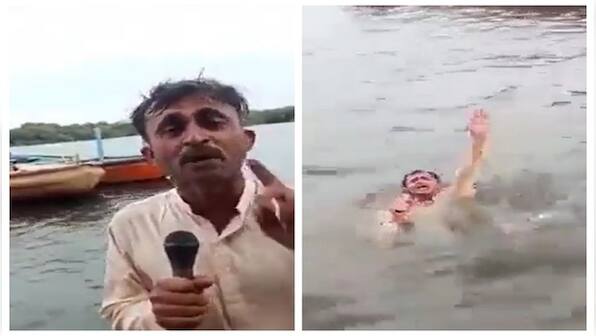 WATCH: 'Reporter' jumps into sea to gauge its depth in viral clip, netizens says Pak has found its new 'Chand Nawab'