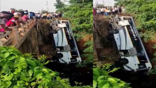 WATCH | Bus with wedding guests falls into canal in Andhra Pradesh, 7, including child, killed