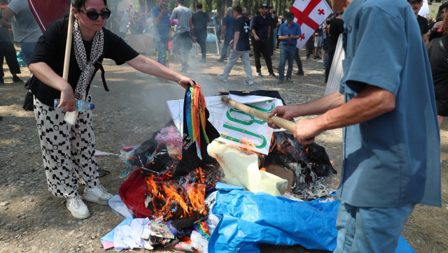 Anti-LGBT protesters break up Pride festival in Georgia Anti-LGBT protesters break up Pride festival in Georgia