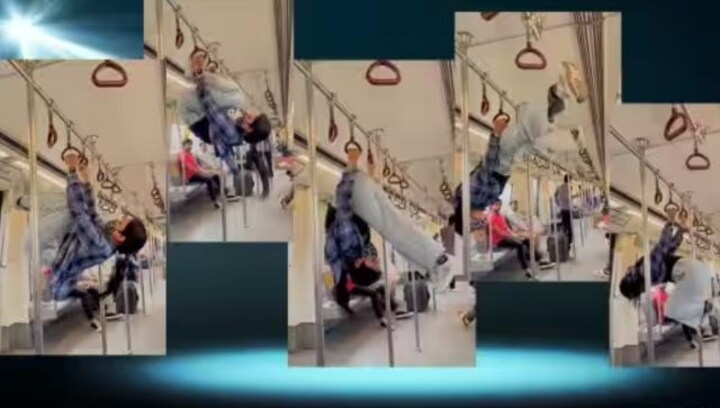 Viral video: Fitness coach's acrobatics in Delhi Metro divides internet