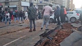 WATCH: Suspected gas explosion in Johannesburg rips open roads, flips cars during rush hour, injuring nine