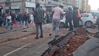 WATCH: Suspected gas explosion in Johannesburg rips open roads, flips cars during rush hour, injuring nine