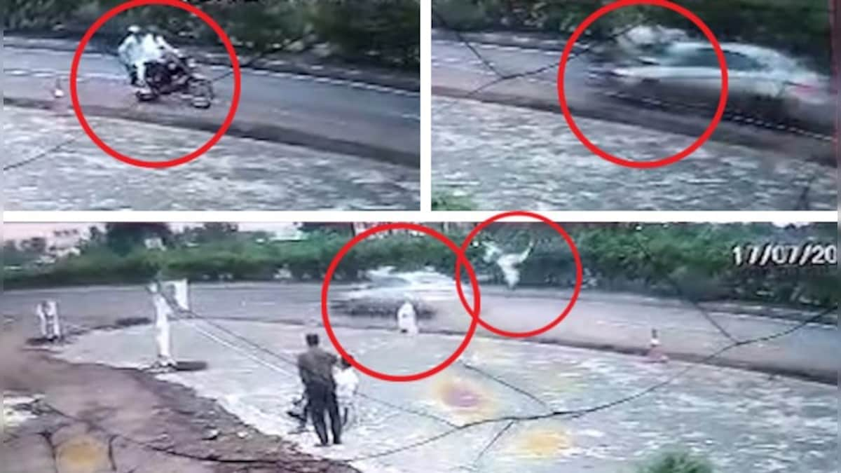 WATCH: Biker coming from wrong side on Pune-Nashik highway hit by speeding car dragged, pillion flips in air