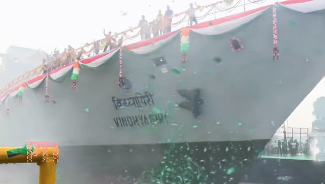 WATCH: Alpha Stealth Frigate INS Vindhyagiri launched by President Droupadi Murmu WATCH: Alpha Stealth Frigate INS Vindhyagiri launched by President Droupadi Murmu