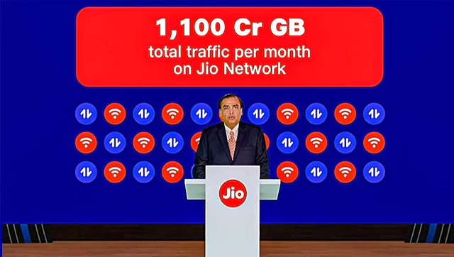 Jio crosses 450 Mn active users, sees traffic worth 1,100 Cr GB data per month, grows 20% YOY Jio crosses 450 Mn active users, sees traffic worth 1,100 Cr GB data per month, grows 20% YOY