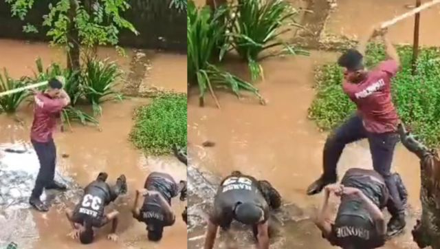 WATCH: Face down in puddle and on all fours, NCC cadets get brutally caned by senior in Maharashtra WATCH: Face down in puddle and on all fours, NCC cadets get brutally caned by senior in Maharashtra